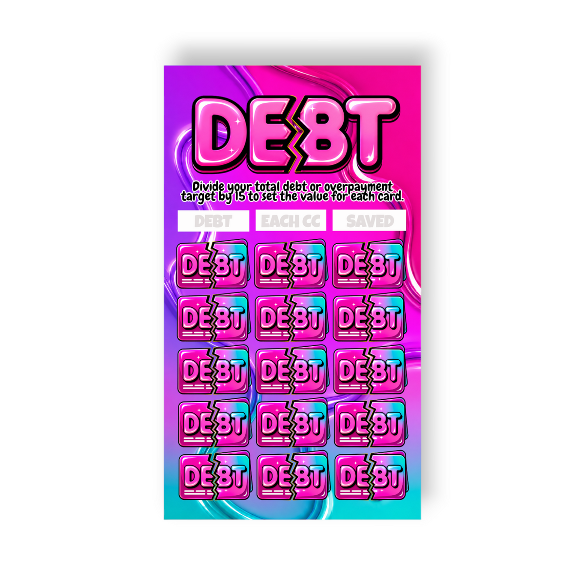 Credit Card Debt Savings Challenge | A6 Tracker, Cash Envelope & Insert Set