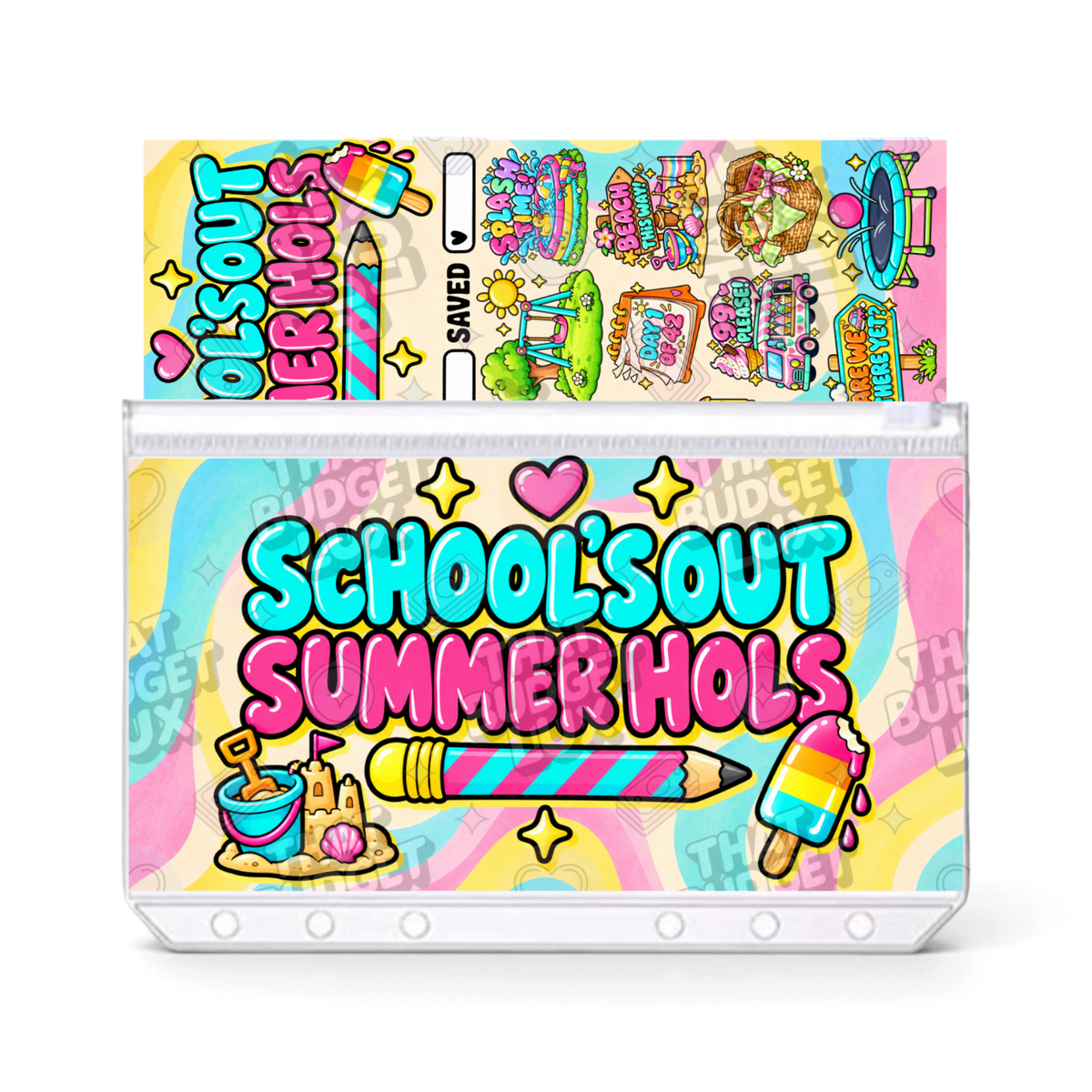 UK School Holiday Savings Challenge | Summer Holidays July August | A6 Tracker, Cash Envelope & Insert Set