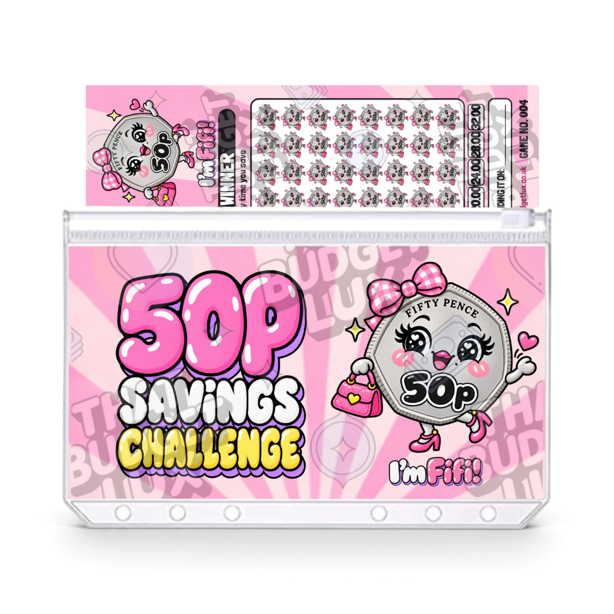 50p Savings Challenge | Save £32 | A6 Tracker, Cash Envelope & Insert Set