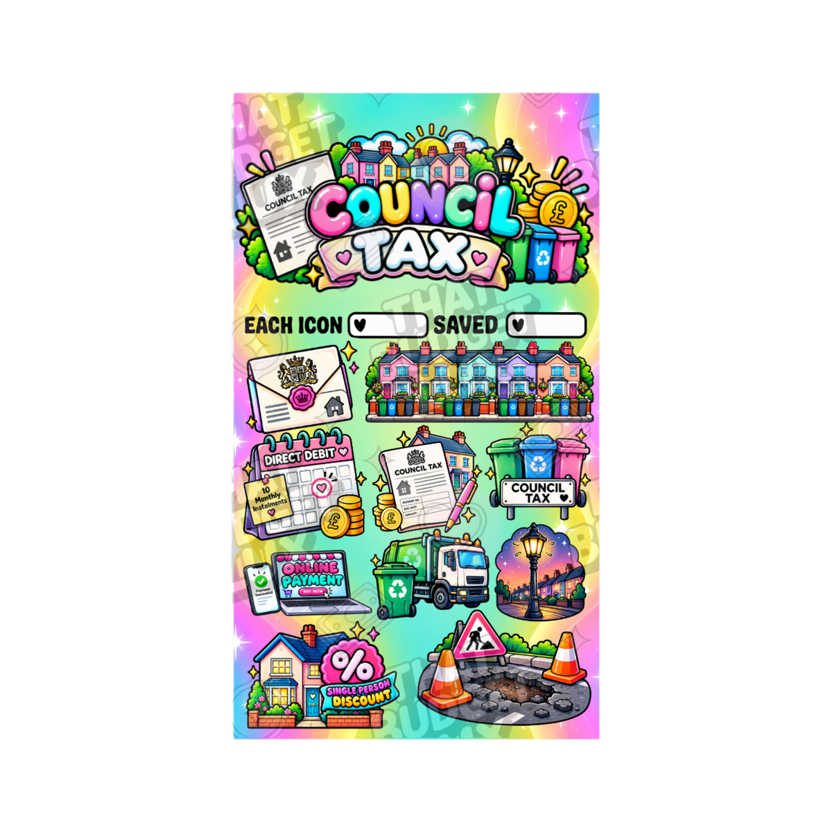 Council Tax Savings Challenge | A6 Tracker, Cash Envelope & Insert Set