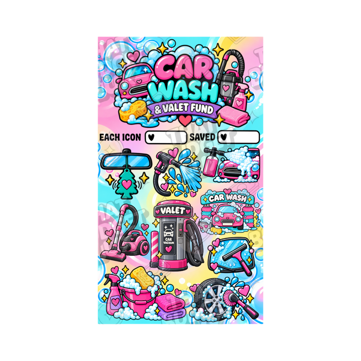 Car Wash Savings Challenge | A6 Tracker, Cash Envelope & Insert Set