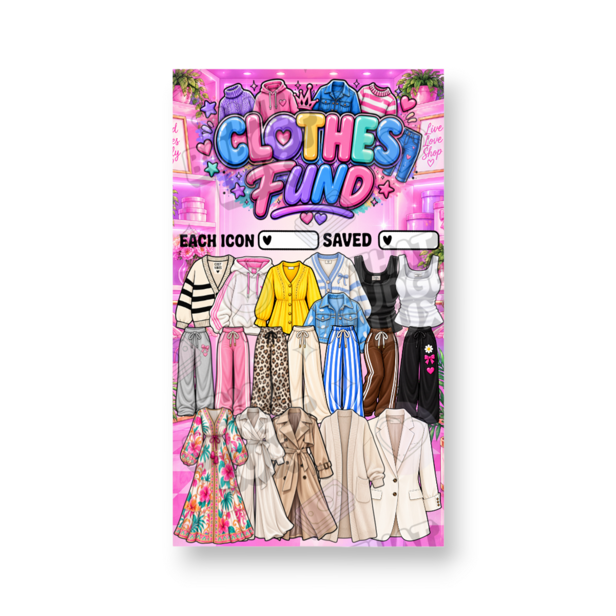 Clothes Fund Savings Challenge | A6 Tracker, Cash Envelope & Insert Set