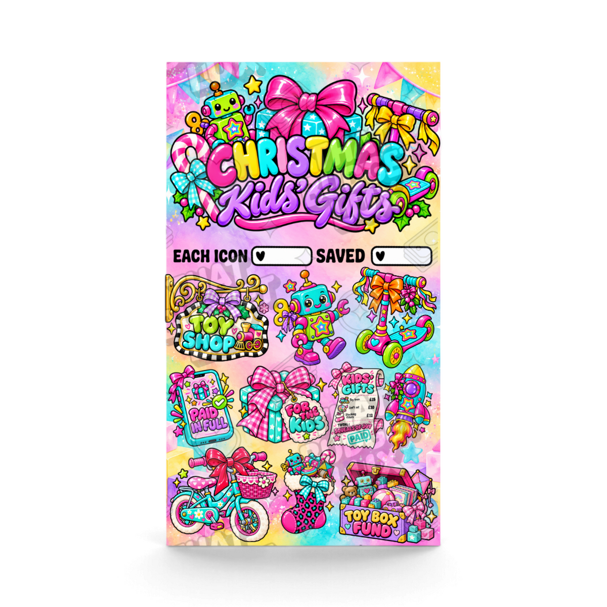 Christmas Kids' Gifts Savings Challenge | A6 Tracker, Cash Envelope & Insert Set