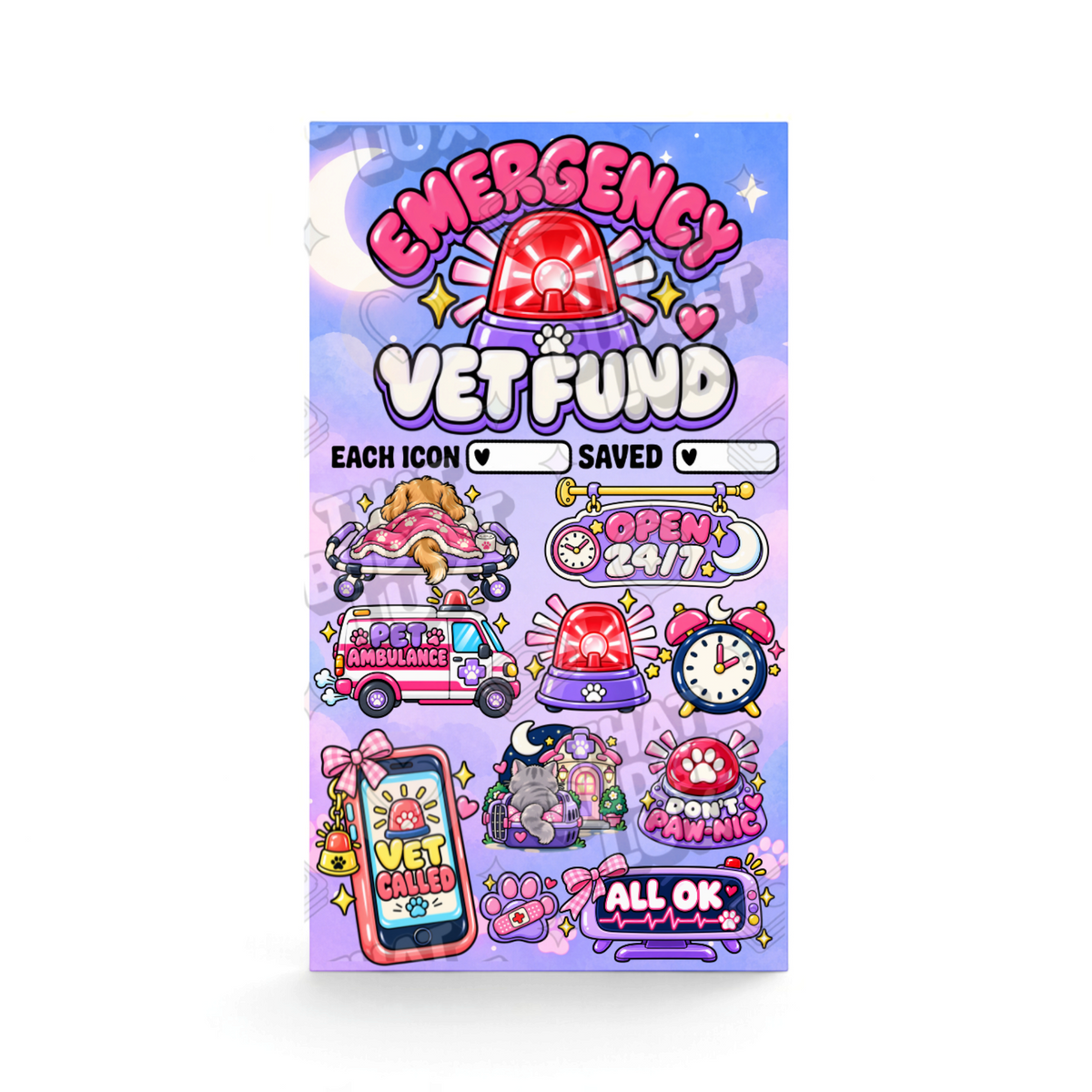 Emergency Vet Fund Savings Challenge | A6 Tracker, Cash Envelope & Insert Set