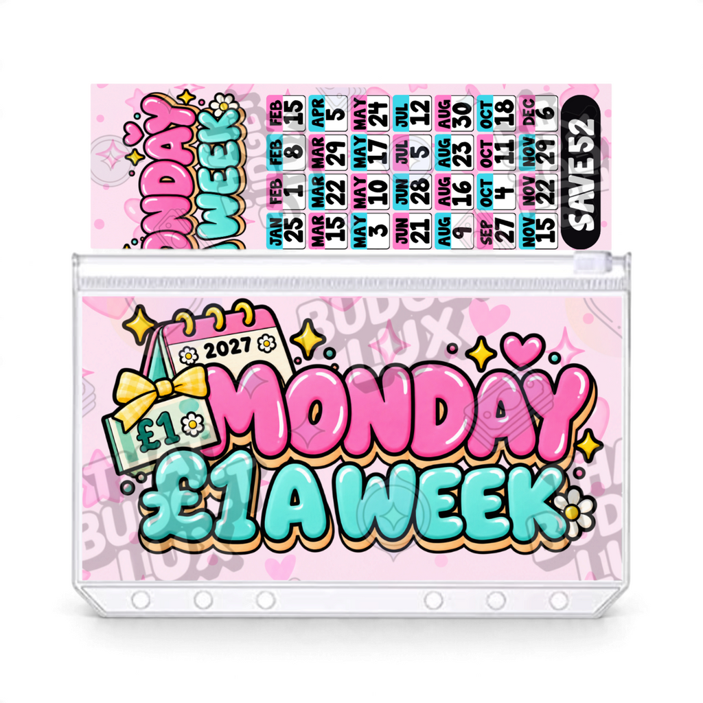 Monday £1 A Week Savings Challenge | Save £52 | A6 Tracker, Cash Envelope & Insert Set