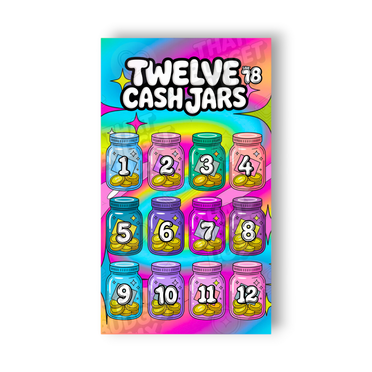 Twelve Cash Jars Savings Challenge | Save 78 | A6 Tracker, Cash Envelope & Insert Set