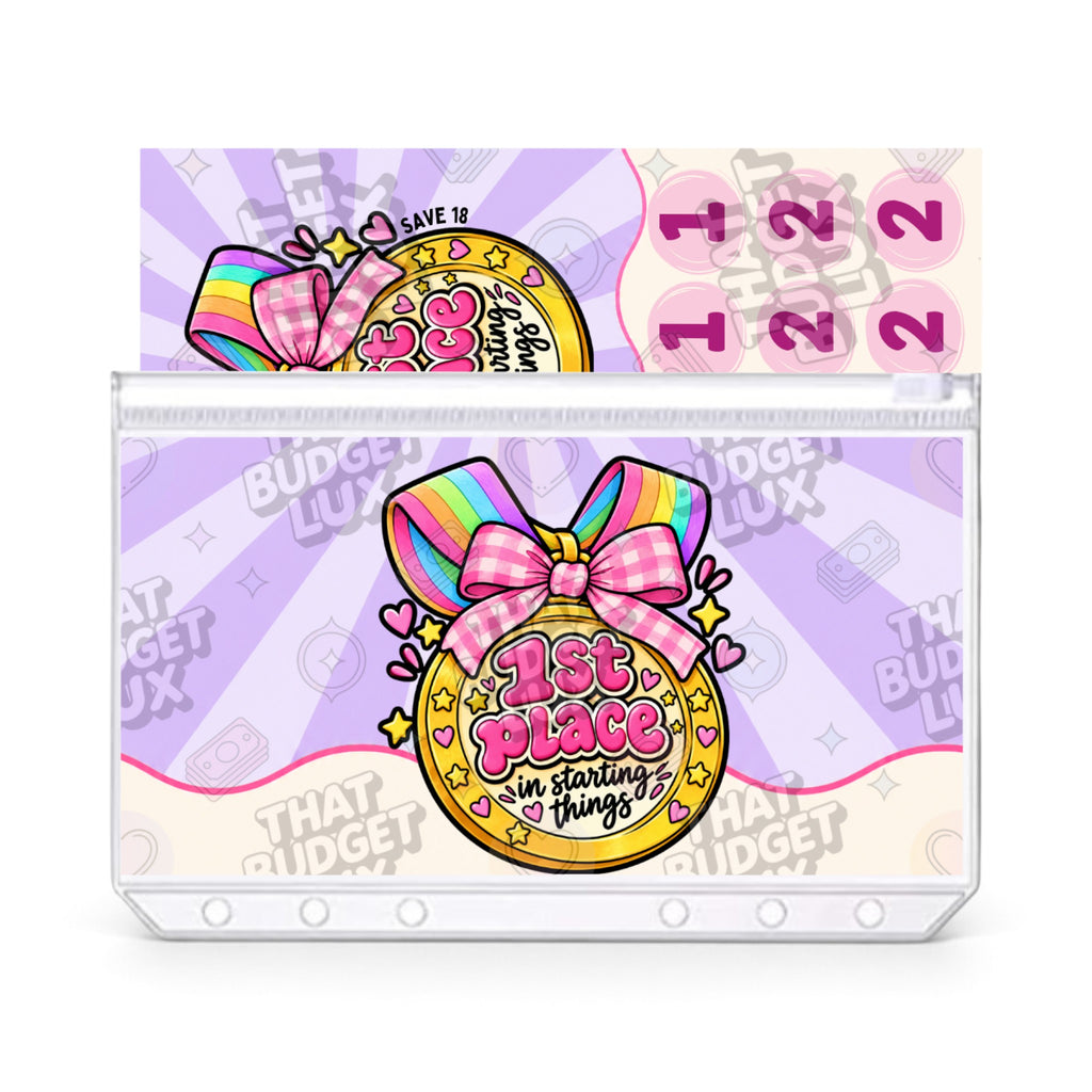 1st Place in Starting Things ADHD savings challenge insert set: A6 savings tracker in zip cash envelope