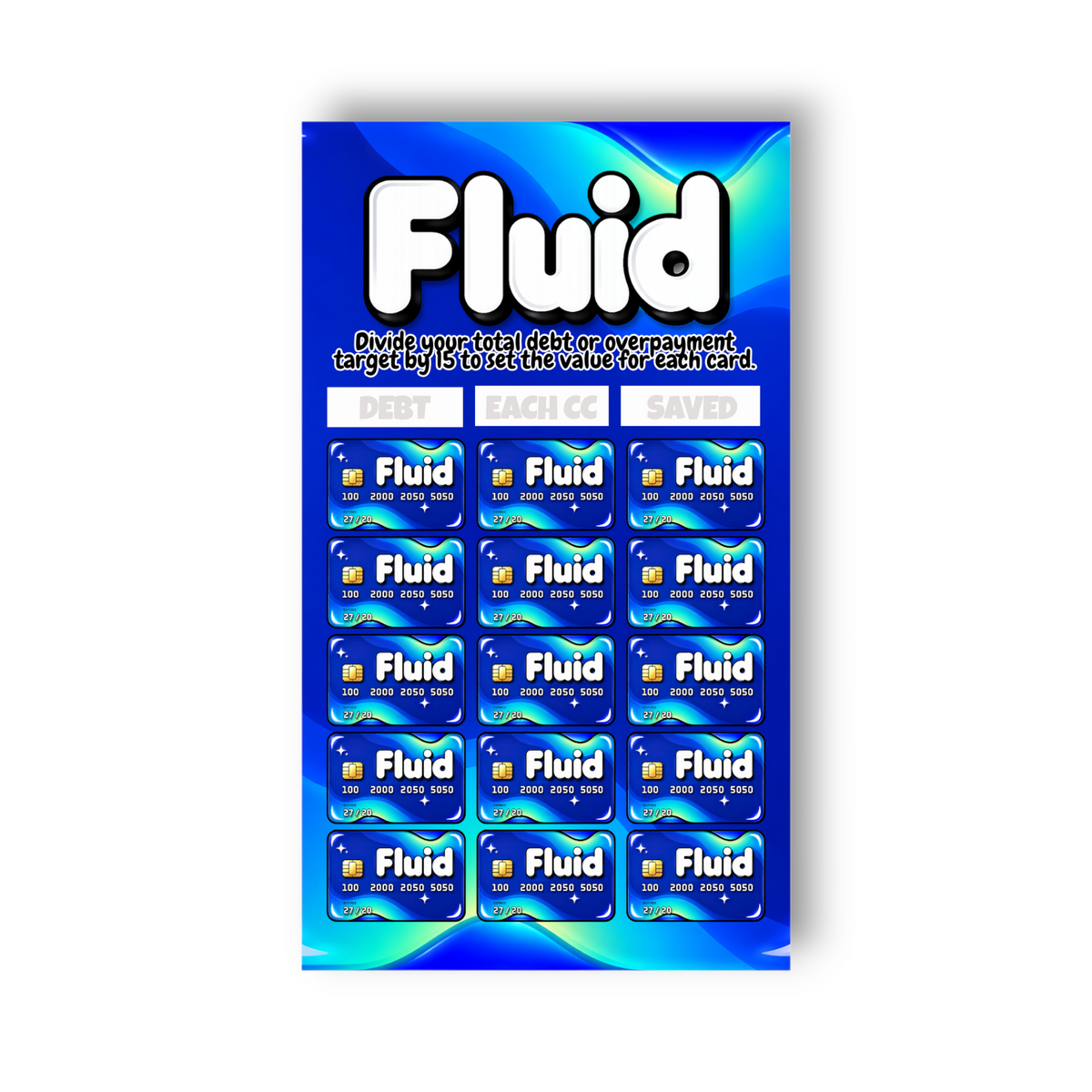 Fluid Credit Card Savings Challenge | A6 Tracker, Cash Envelope & Insert Set