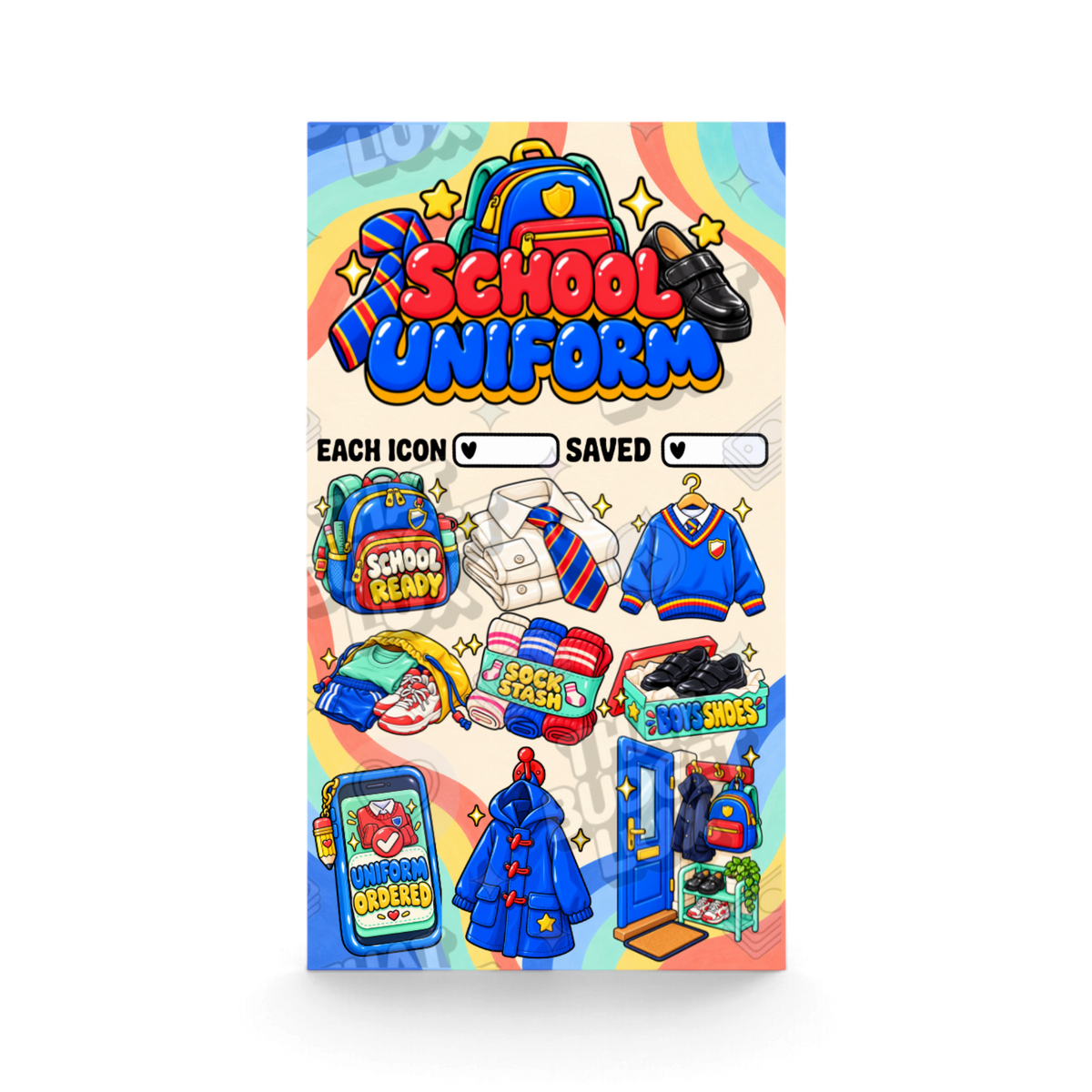 School Uniform Savings Challenge | A6 Tracker, Cash Envelope & Insert Set