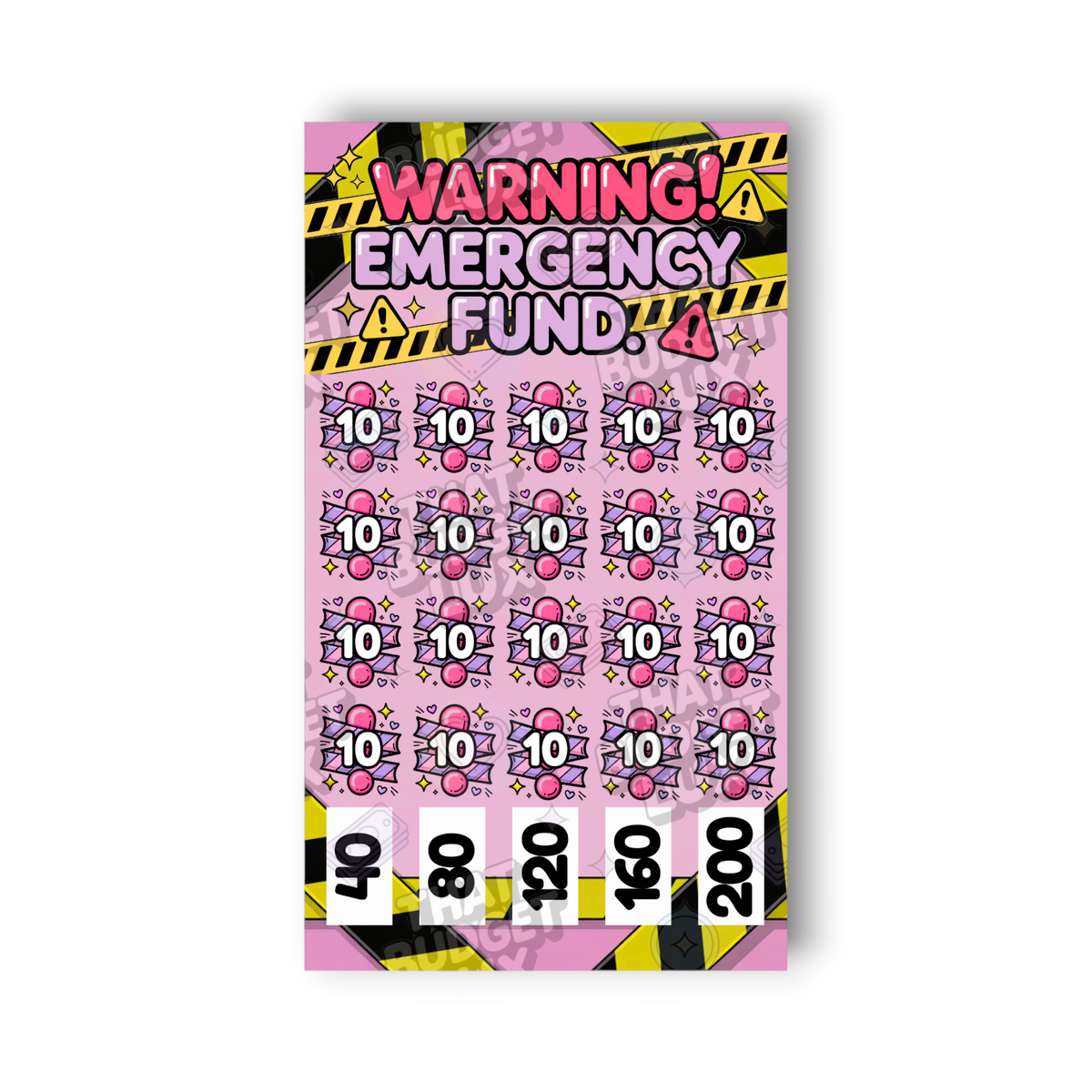 Warning Emergency Fund Savings Challenge | Save 200 | A6 Tracker, Cash Envelope & Insert Set