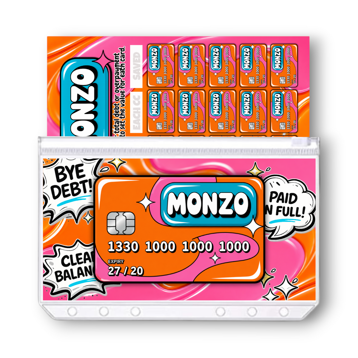 Monzo Credit Card Savings Challenge | A6 Tracker, Cash Envelope & Insert Set