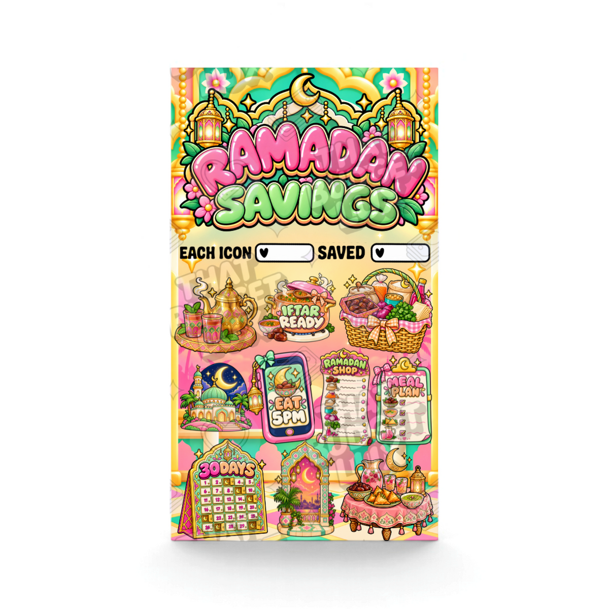 Ramadan Savings Challenge | A6 Tracker, Cash Envelope & Insert Set