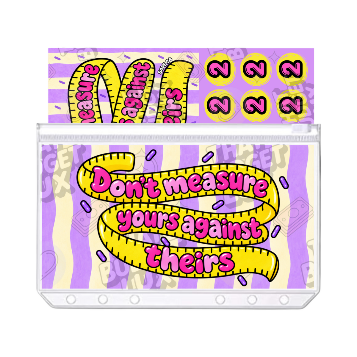 Don't Measure Yours Against Theirs - Save 24 | A6 Tracker, Cash Envelope & Insert Set | The Pep Talk Collection