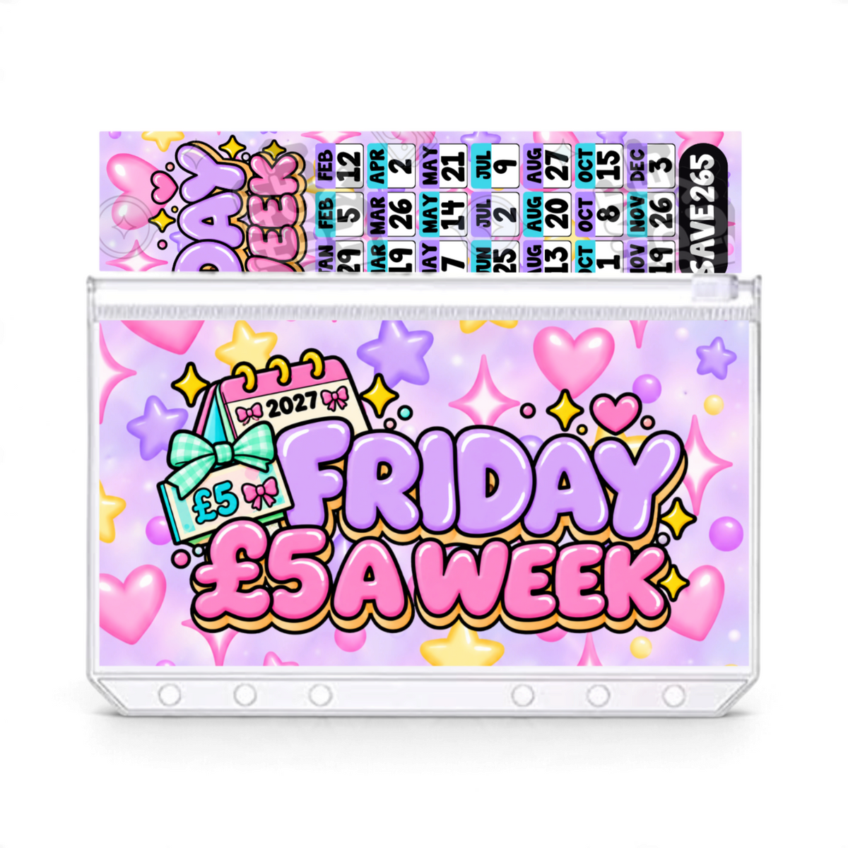 Friday £5 A Week Savings Challenge | Save £265 | A6 Tracker, Cash Envelope & Insert Set
