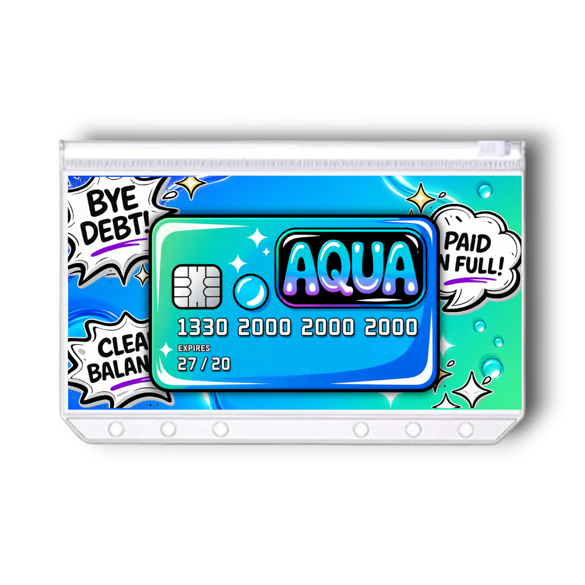 Aqua Credit Card Savings Challenge | A6 Tracker, Cash Envelope & Insert Set