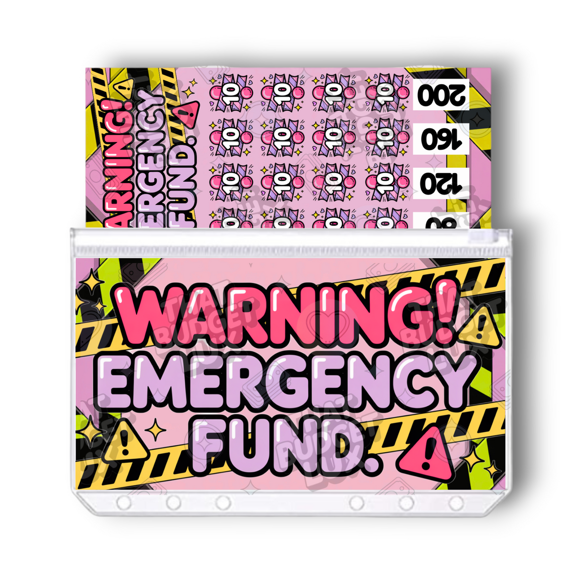 Warning Emergency Fund Savings Challenge | Save 200 | A6 Tracker, Cash Envelope & Insert Set