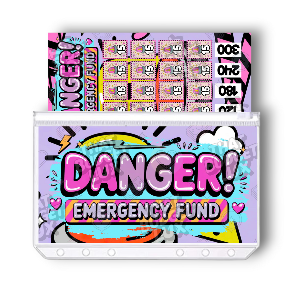 Danger Emergency Fund Savings Challenge | Save 300 | A6 Tracker, Cash Envelope & Insert Set