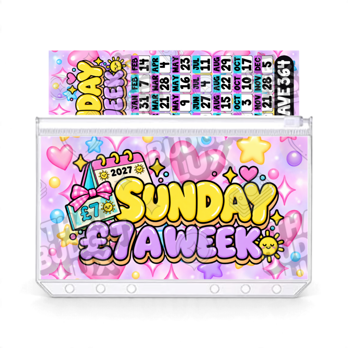 Sunday £7 A Week Savings Challenge | Save £364 | A6 Tracker, Cash Envelope & Insert Set
