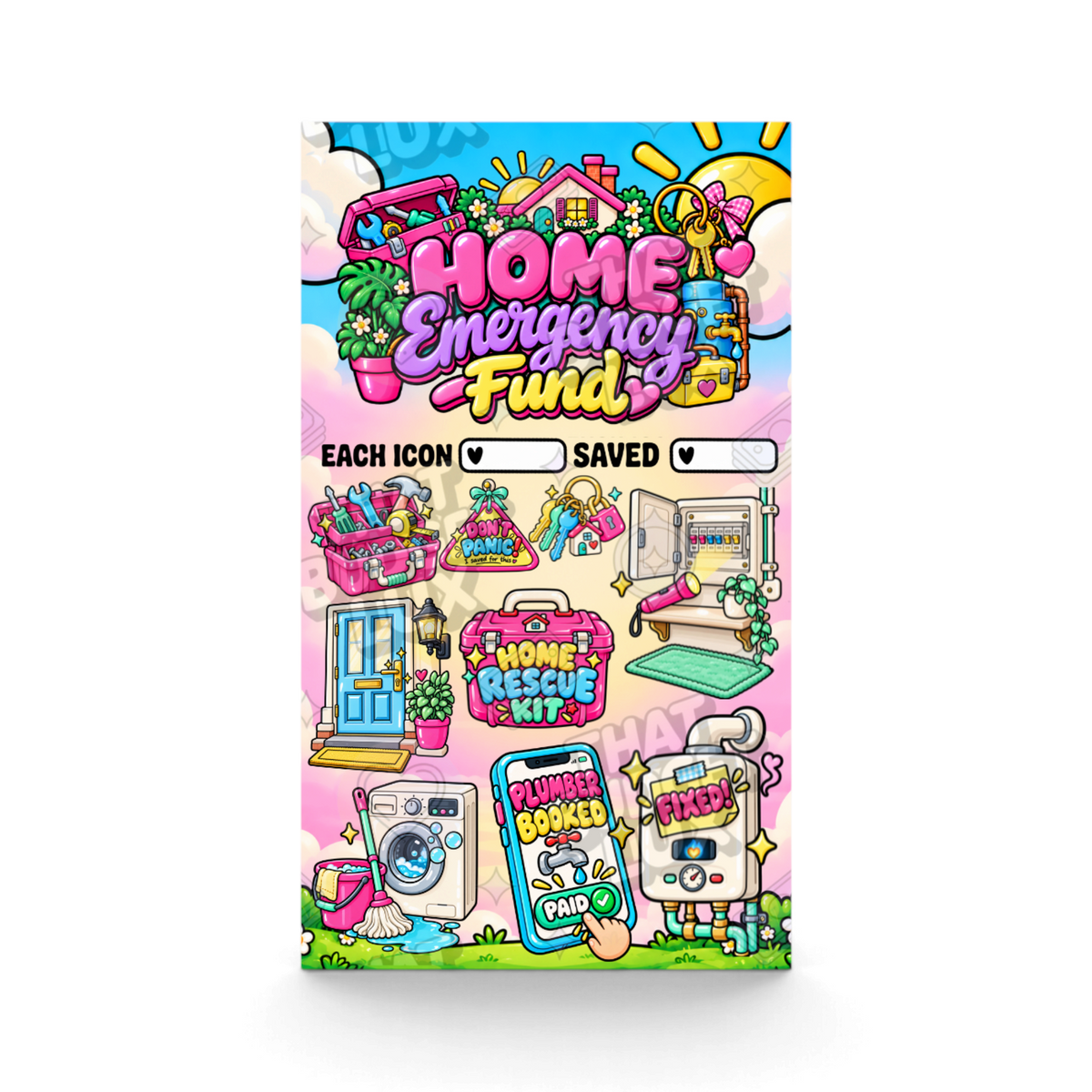 Home Emergency Fund Savings Challenge | A6 Tracker, Cash Envelope & Insert Set