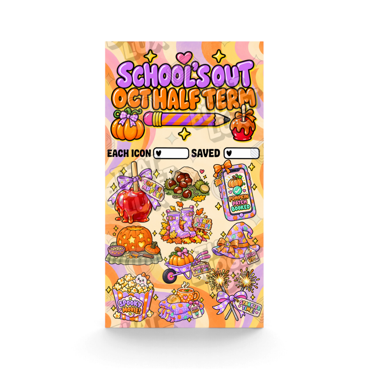 UK School Holiday Savings Challenge | October Half Term | A6 Tracker, Cash Envelope & Insert Set