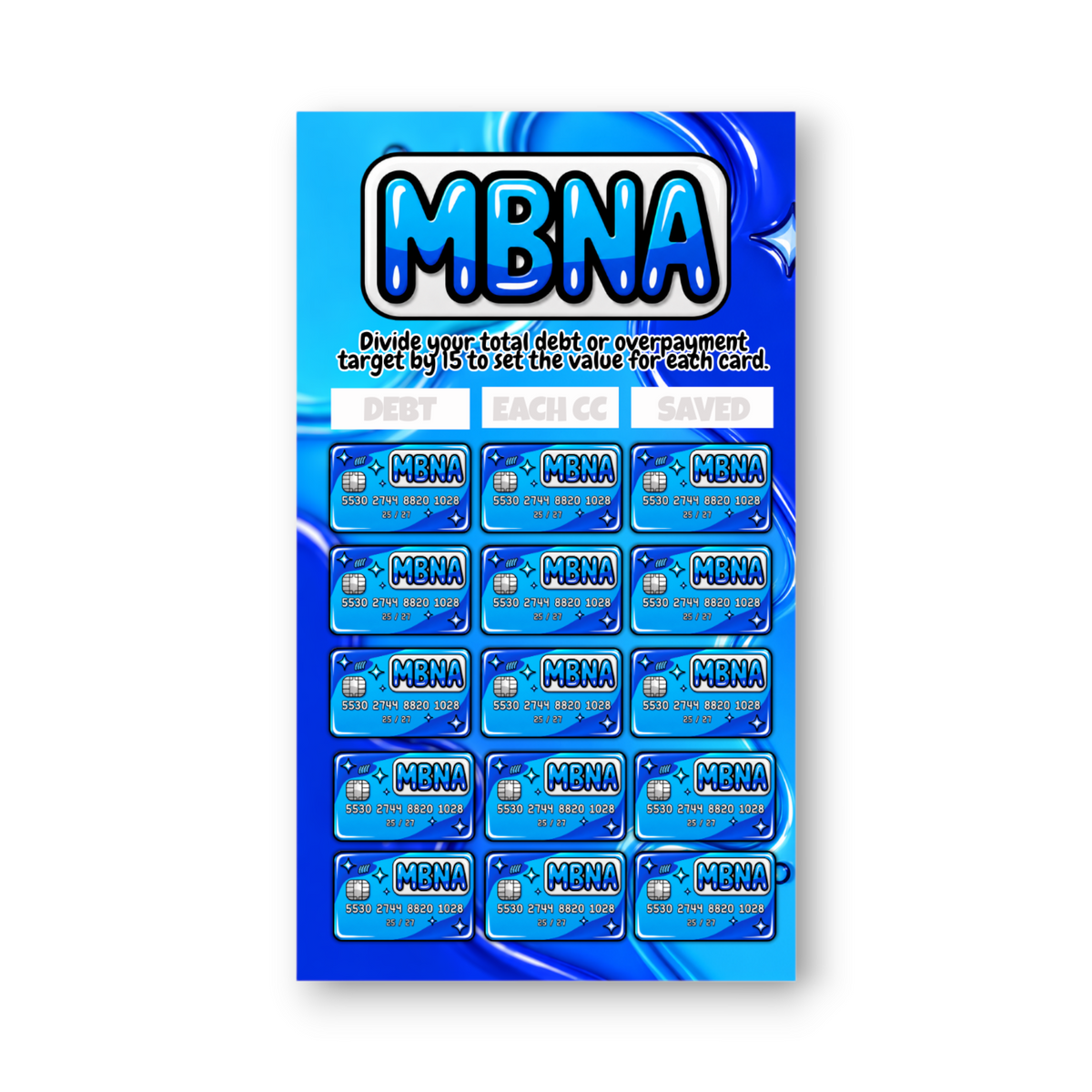 MBNA Credit Card Savings Challenge | A6 Tracker, Cash Envelope & Insert Set