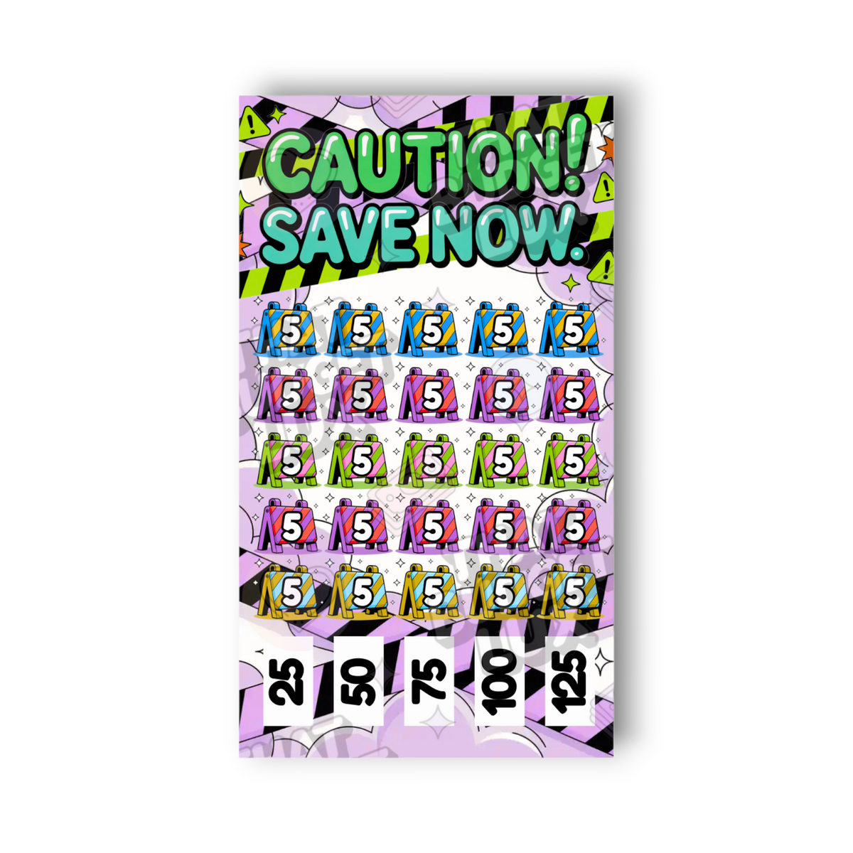 Caution Save Now Emergency Fund Savings Challenge | Save 125 | A6 Tracker, Cash Envelope & Insert Set