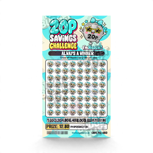 20p Savings Challenge | Save £12.80 | A6 Tracker, Cash Envelope & Insert Set