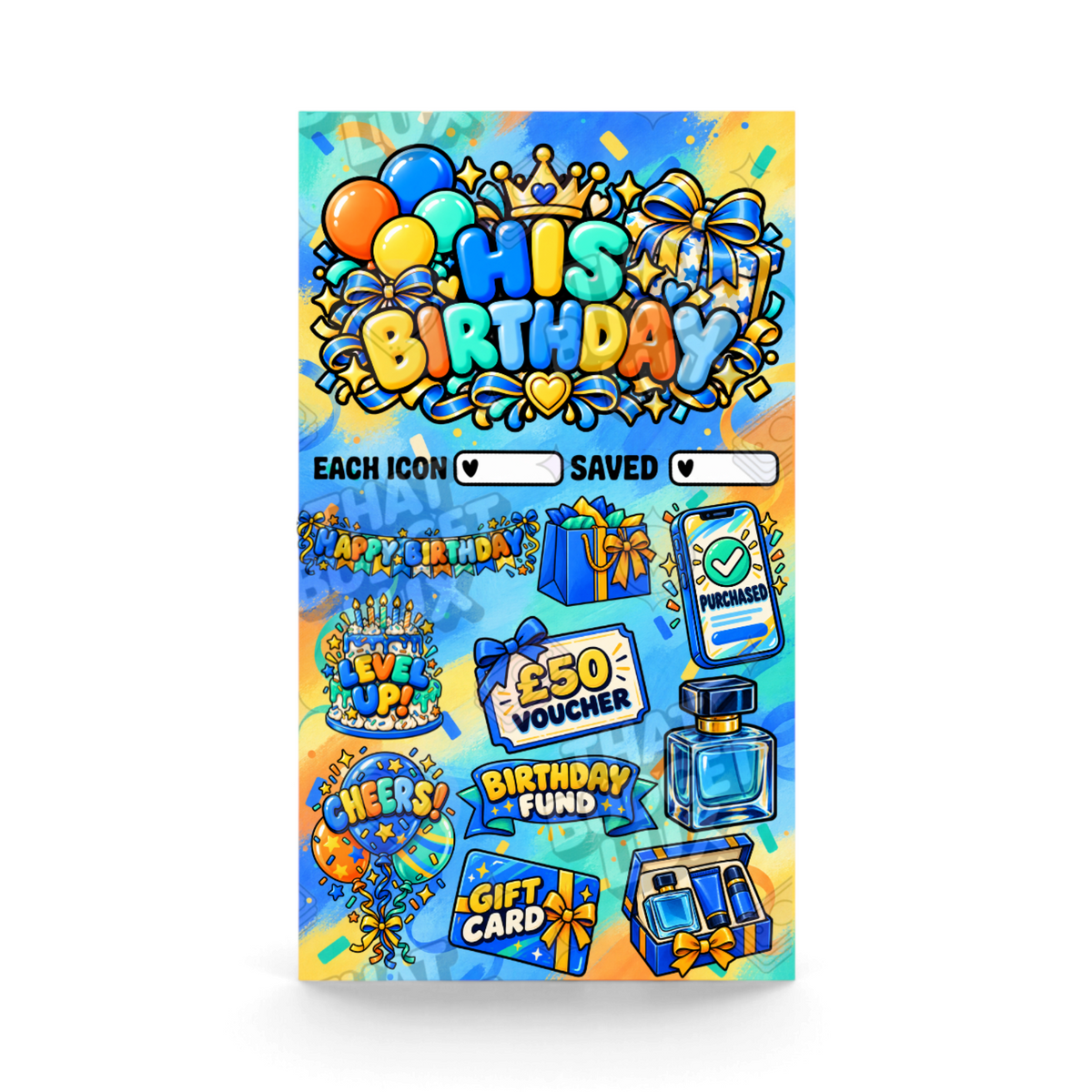His Birthday Savings Challenge | A6 Tracker, Cash Envelope & Insert Set