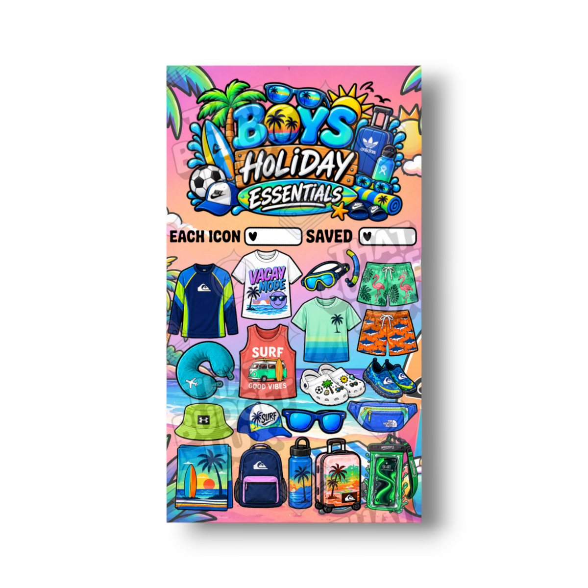Boys Holiday Essentials Savings Challenge | A6 Tracker, Cash Envelope & Insert Set