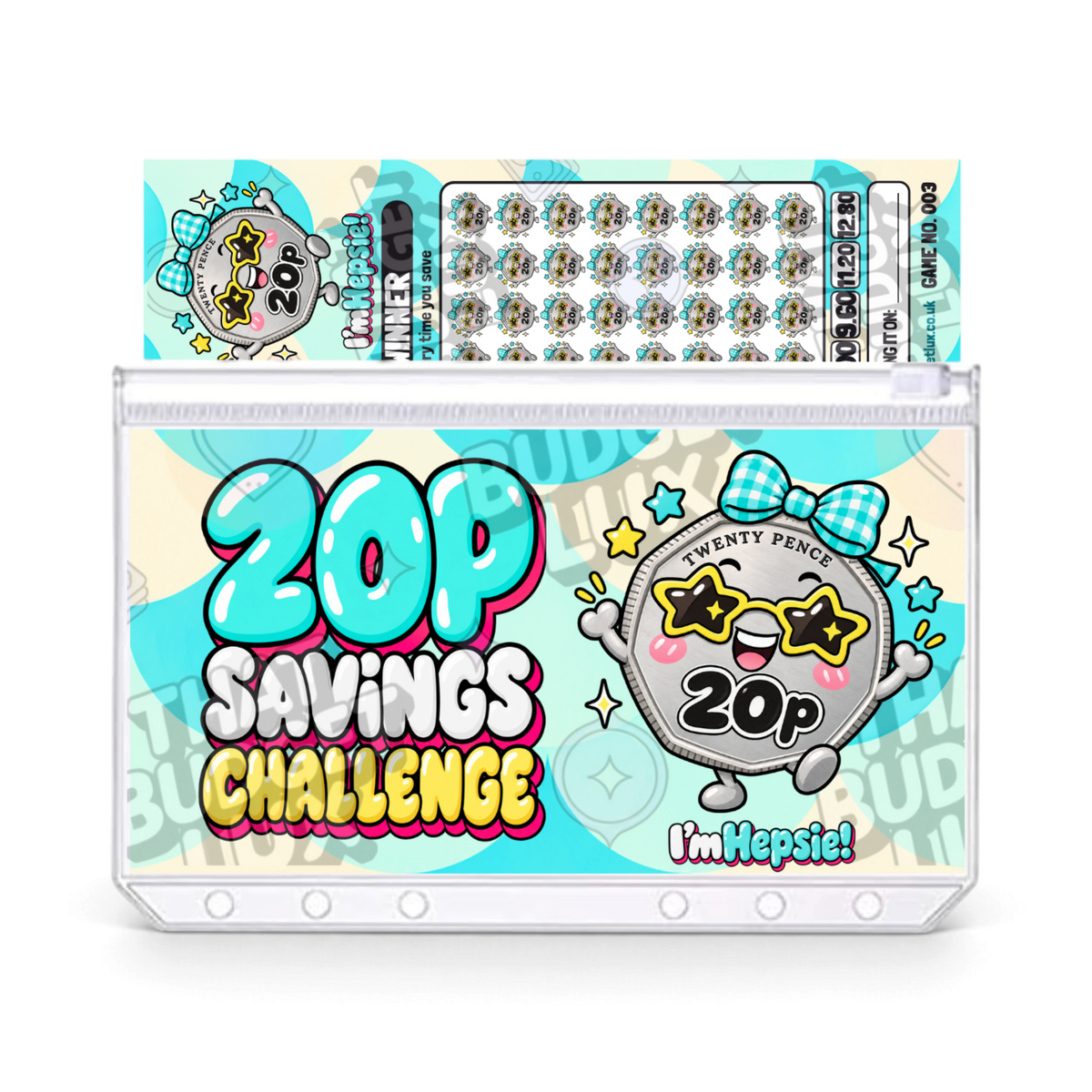 20p Savings Challenge | Save £12.80 | A6 Tracker, Cash Envelope & Insert Set