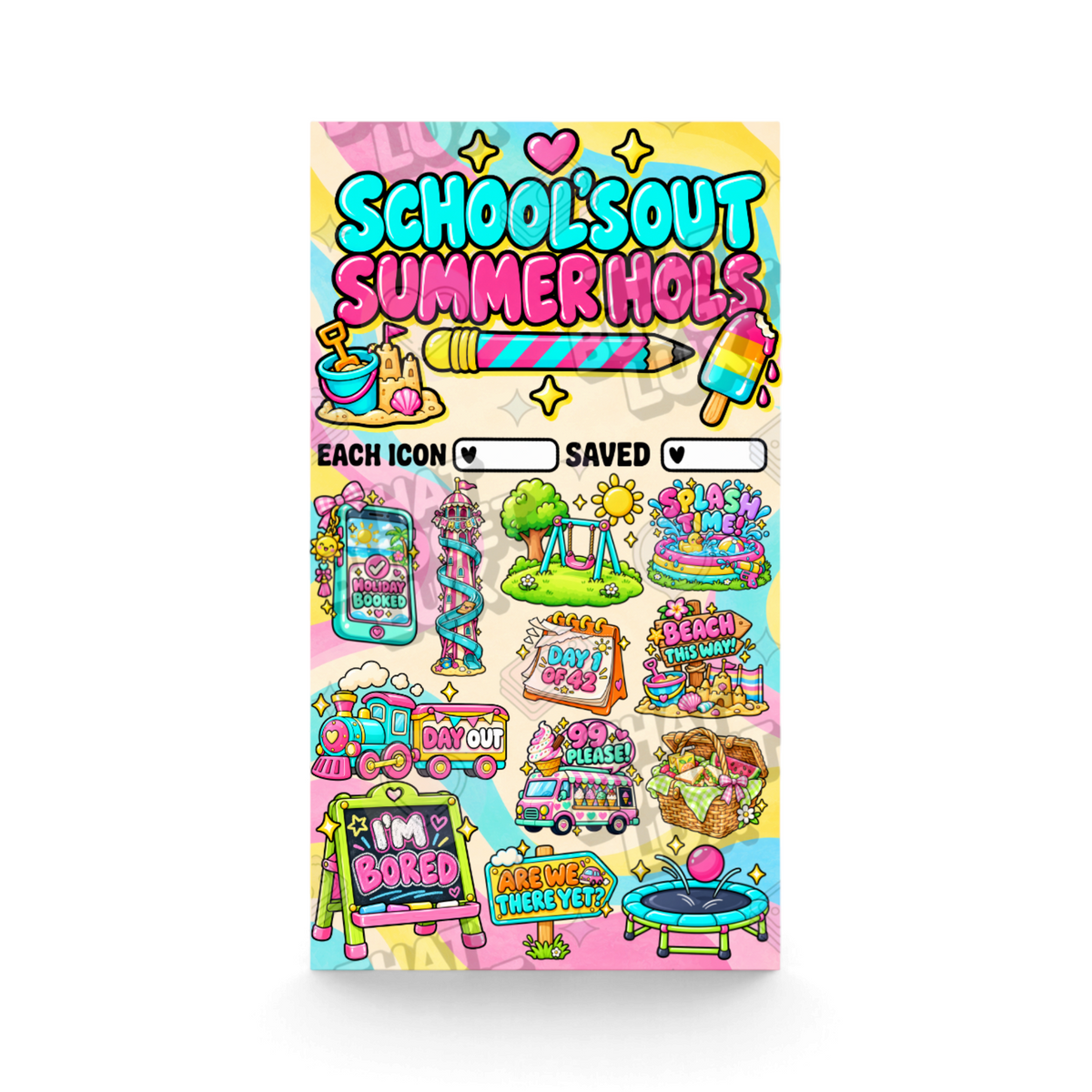 UK School Holiday Savings Challenge | Summer Holidays July August | A6 Tracker, Cash Envelope & Insert Set