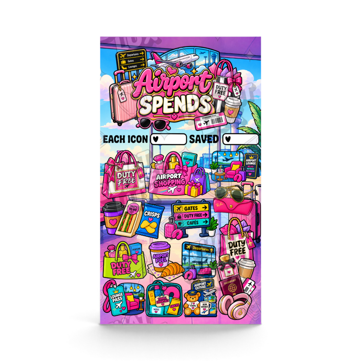 Airport Spends A6 savings challenge tracker insert
