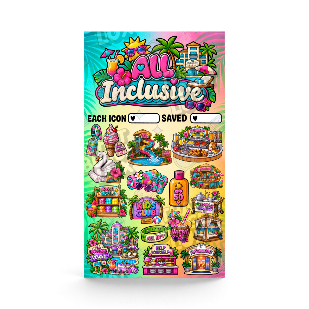 All Inclusive A6 savings challenge tracker insert