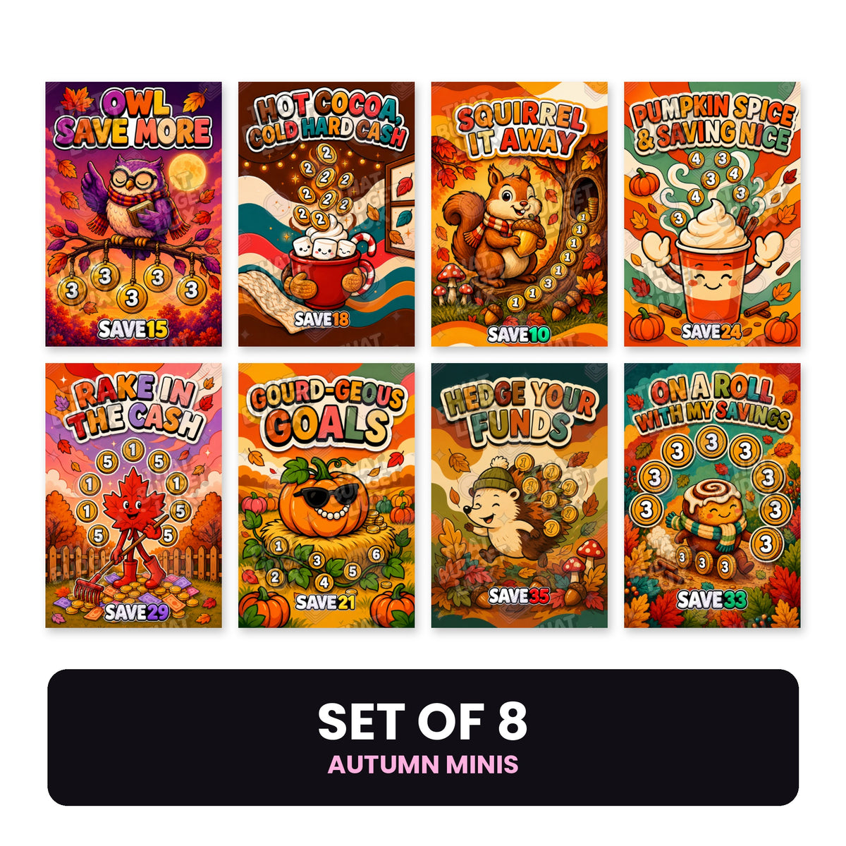 ALL 8 Autumn Minis | The Seasons Collection | Cash Stuffing Minis