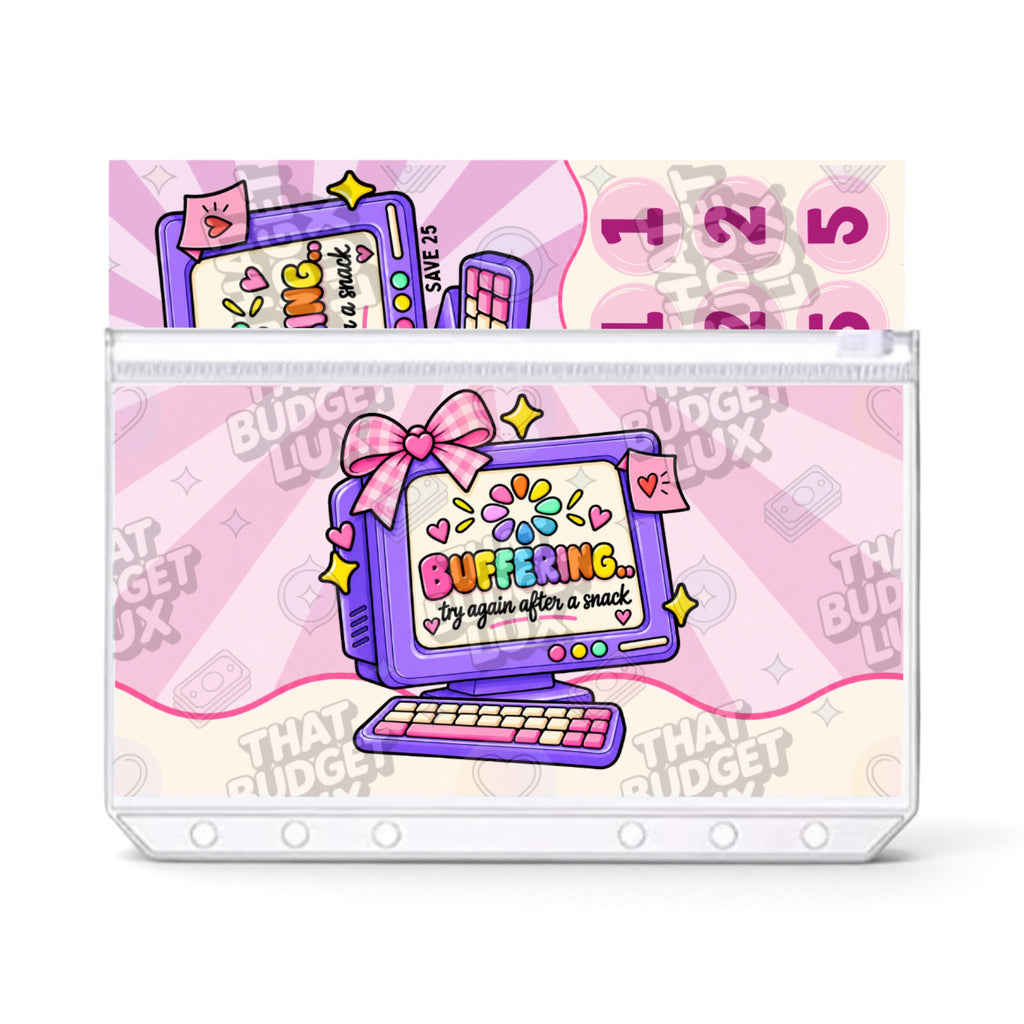 Buffering ADHD savings challenge insert set: A6 savings tracker in zip cash envelope