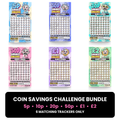 Coin Savings Challenge Bundle | All 6 Insert Trackers Only | 5p, 10p, 20p, 50p, £1 & £2