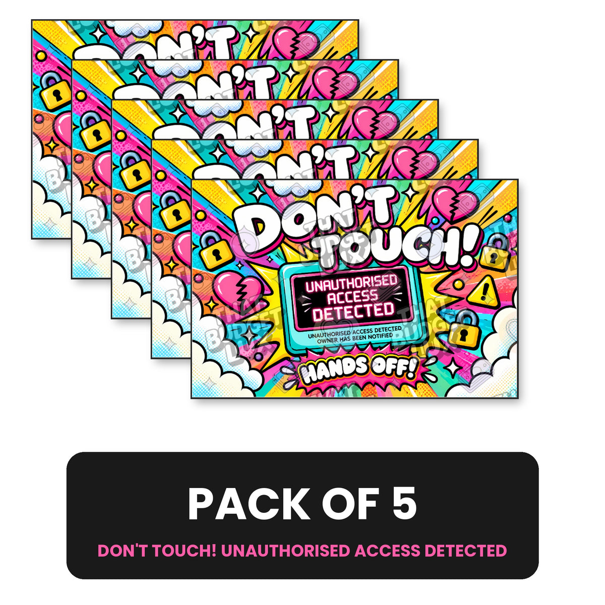 Don't Touch! Unauthorised Access Detected Placeholder | Hands Off Cash Envelope Mini Size | Pack of 5