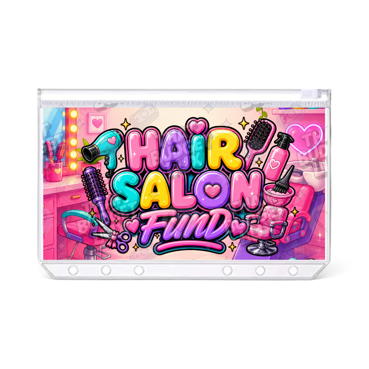 Hair Salon Fund A6 laminated cash envelope