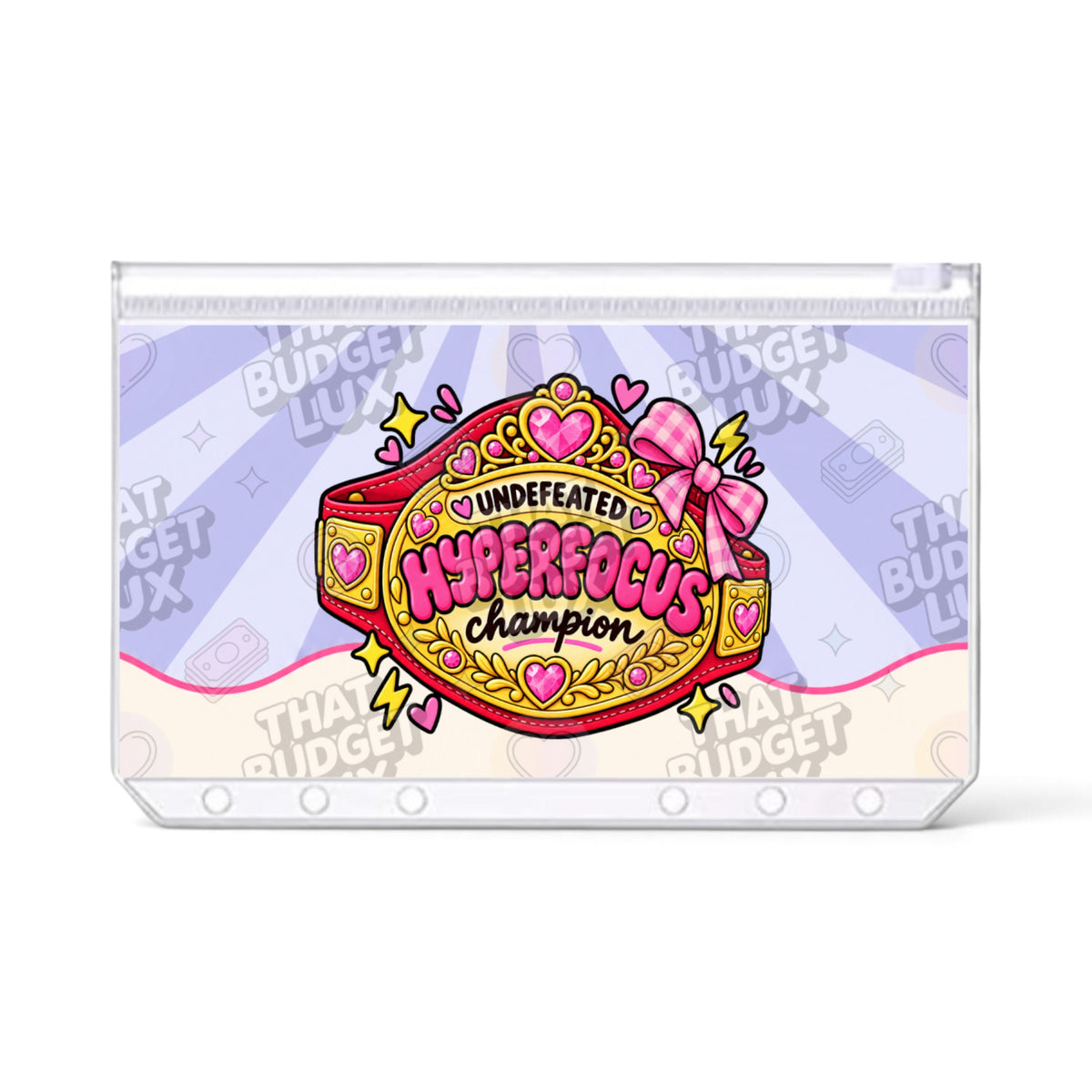 Hyperfocus Champion ADHD savings challenge A6 zip cash envelope