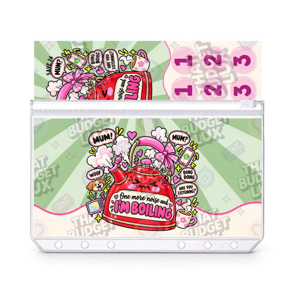 I'm Boiling ADHD savings challenge insert set: A6 savings tracker in zip cash envelope