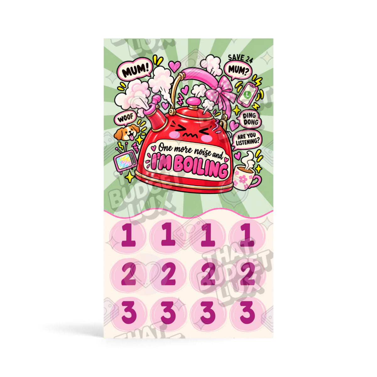 I'm Boiling ADHD savings challenge A6 savings tracker