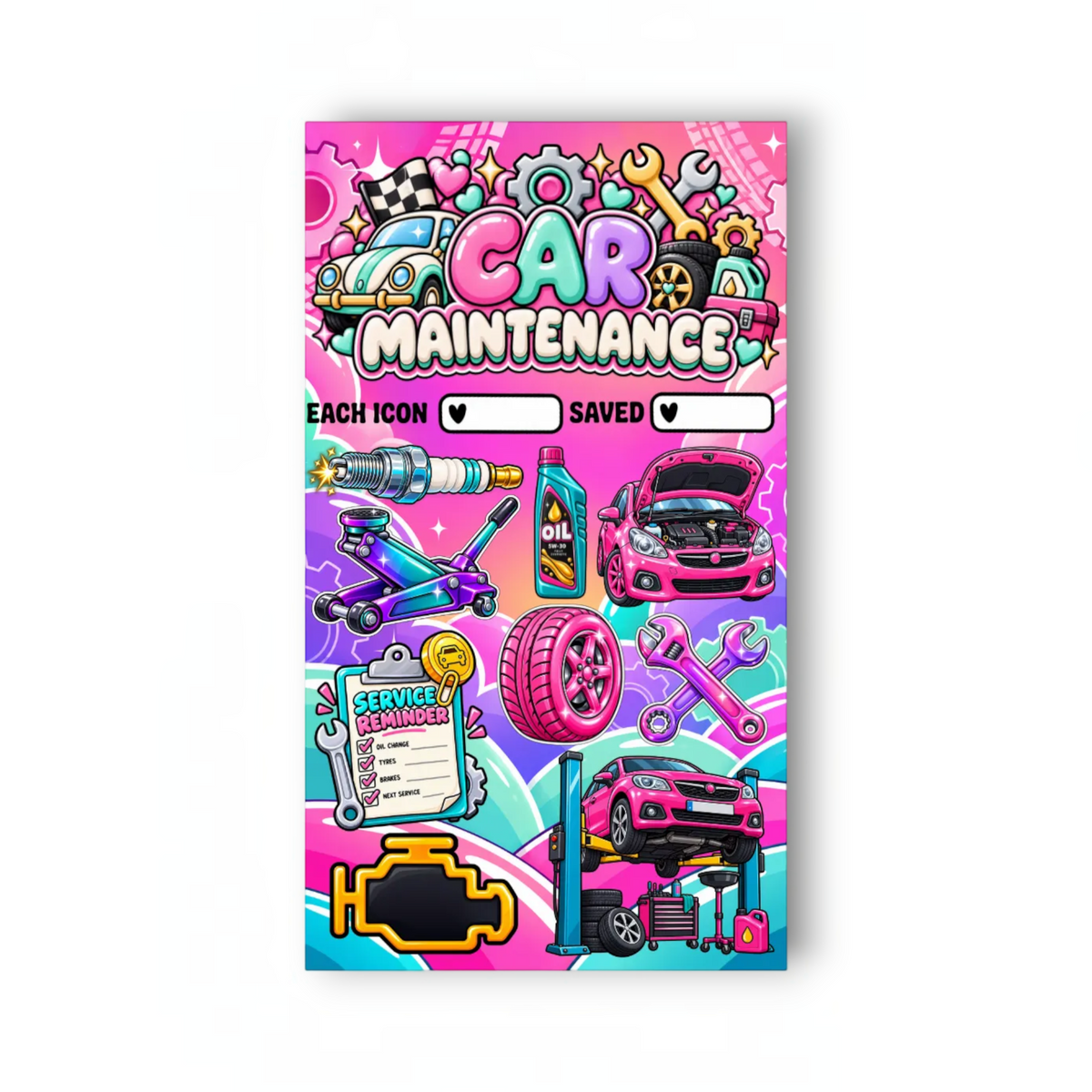 Car Maintenance Savings Challenge | A6 Tracker, Cash Envelope & Insert Set