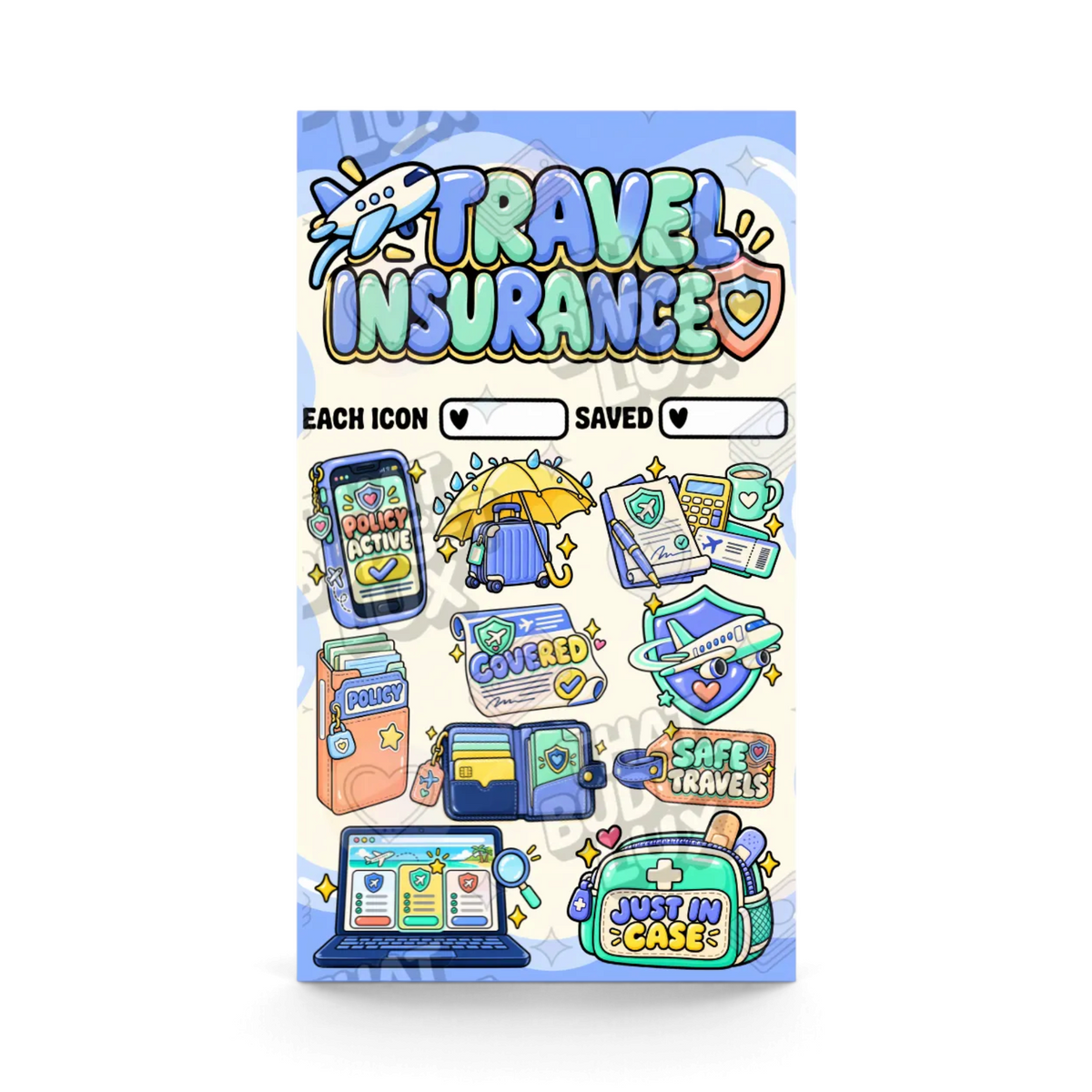 Travel Insurance Savings Challenge | A6 Tracker, Cash Envelope & Insert Set