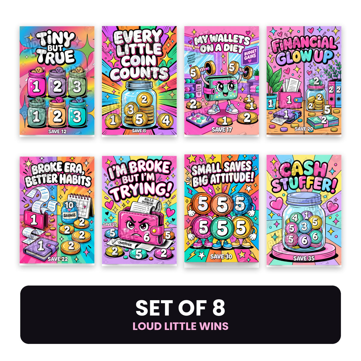 ALL 8 Loud Little Wins Bundle | Tiny Wins Collection | Cash Stuffing Minis