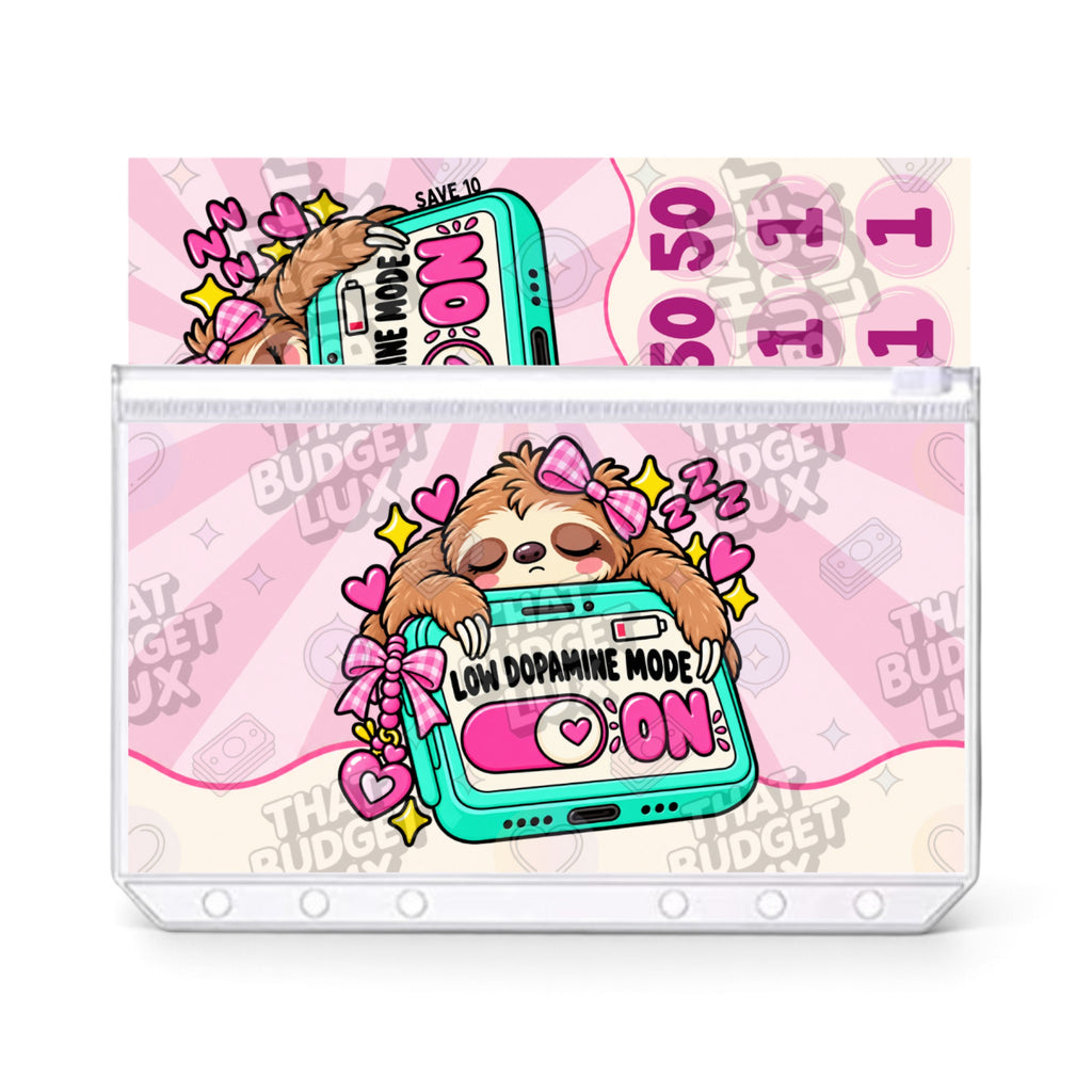 Low Dopamine Mode ADHD savings challenge insert set: A6 savings tracker in zip cash envelope