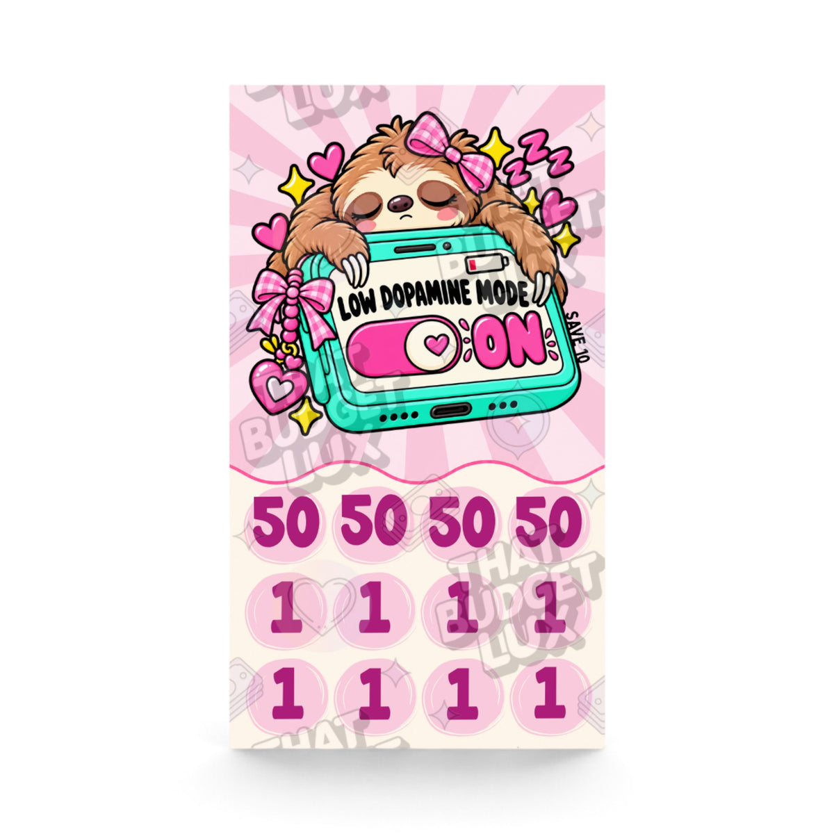Low Dopamine Mode ADHD savings challenge A6 savings tracker
