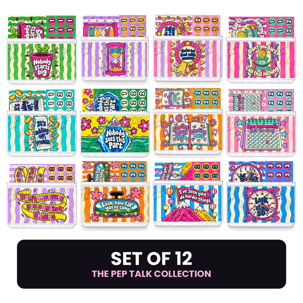 The Complete Pep Talk Collection | All 12 Insert Sets | A6 Savings Challenge Bundle