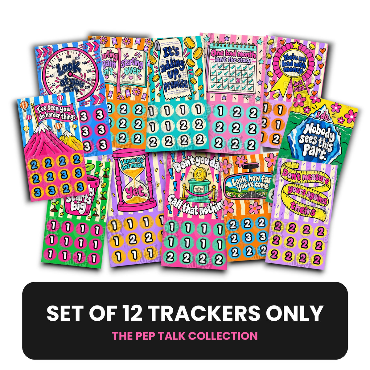 The Complete Pep Talk Collection | All 12 Insert Trackers Only | A6 Savings Challenge Bundle