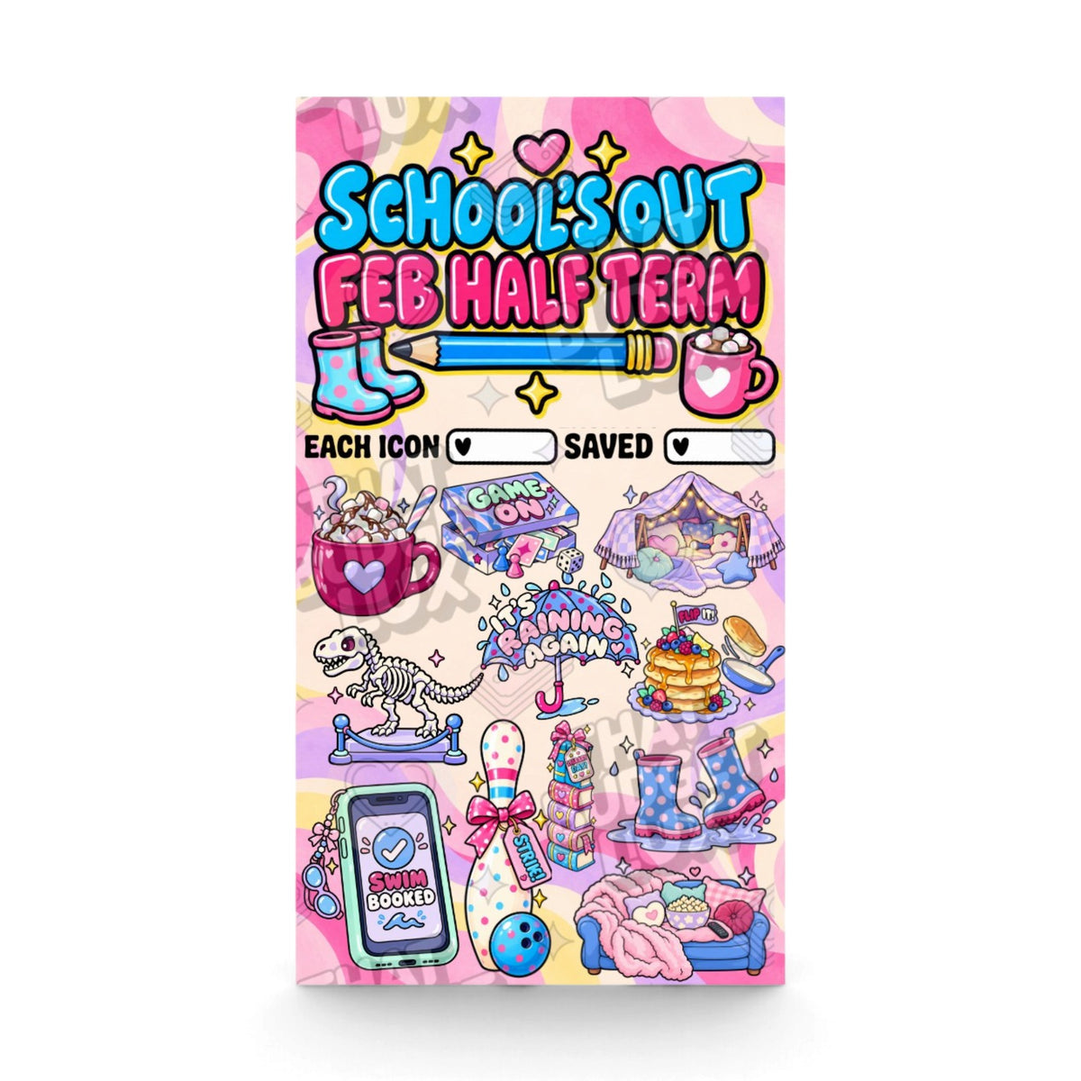 UK School Holiday Savings Challenge | February Half Term | A6 Tracker, Cash Envelope & Insert Set