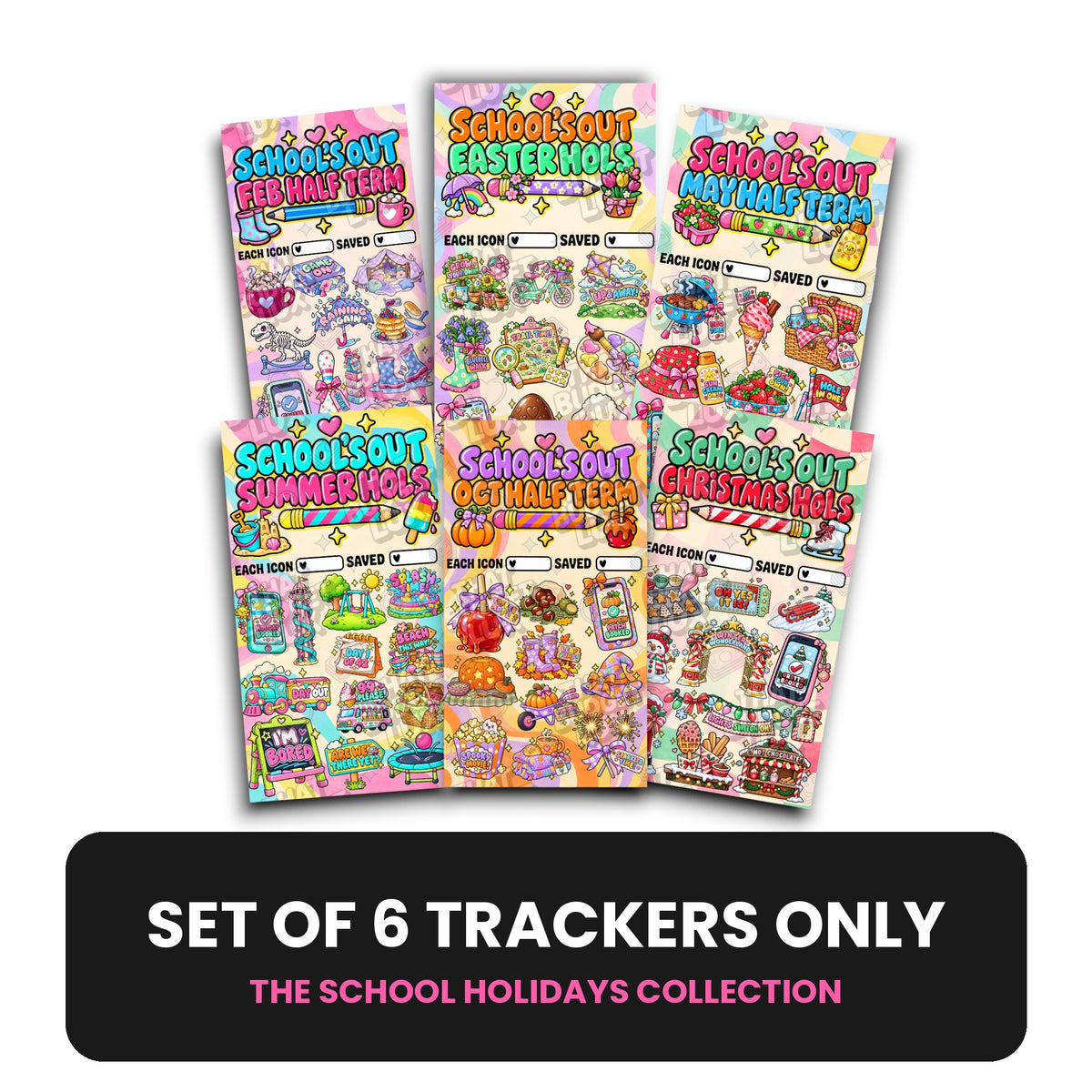 School Holiday Savings Challenges | All 6 Insert Trackers Only | A6 Cash Stuffing